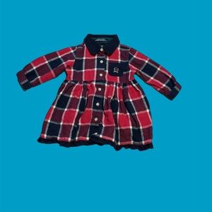 Tommy Hilfiger Girls Blue pink plaid shirt Dress Size 6-12m